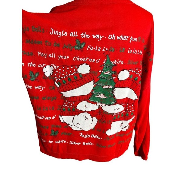 Christmas Bear Sweatshirt VINTAGE Nutcracker 1991 Bears Trees Red Green Medium - Picture 5 of 8